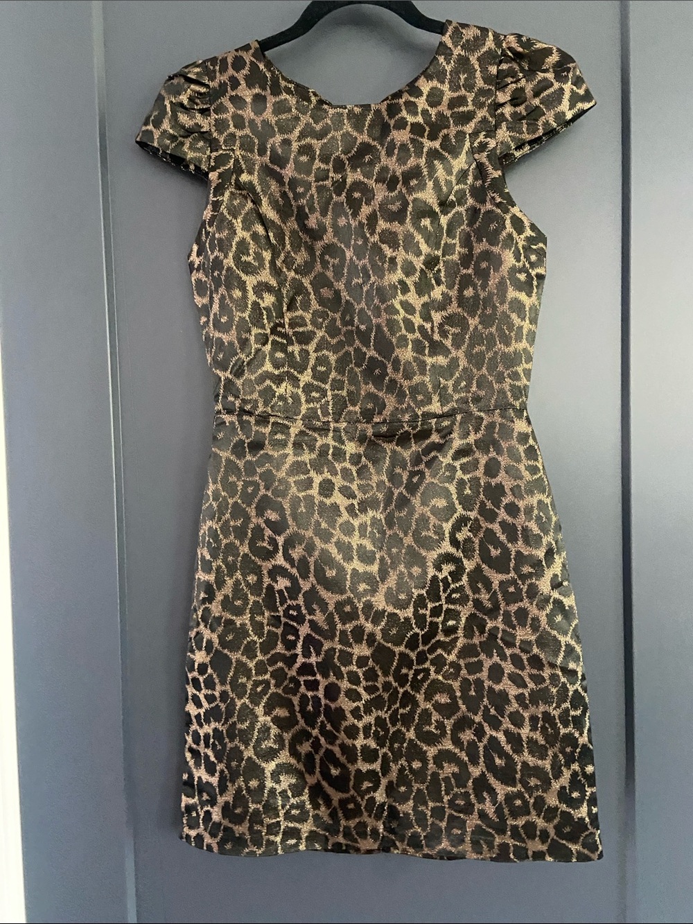 NWOT Tinley Road Leopard Gold Print Mini Dress in Black and Brown XS